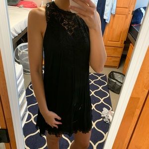 Black boho chic lace dress